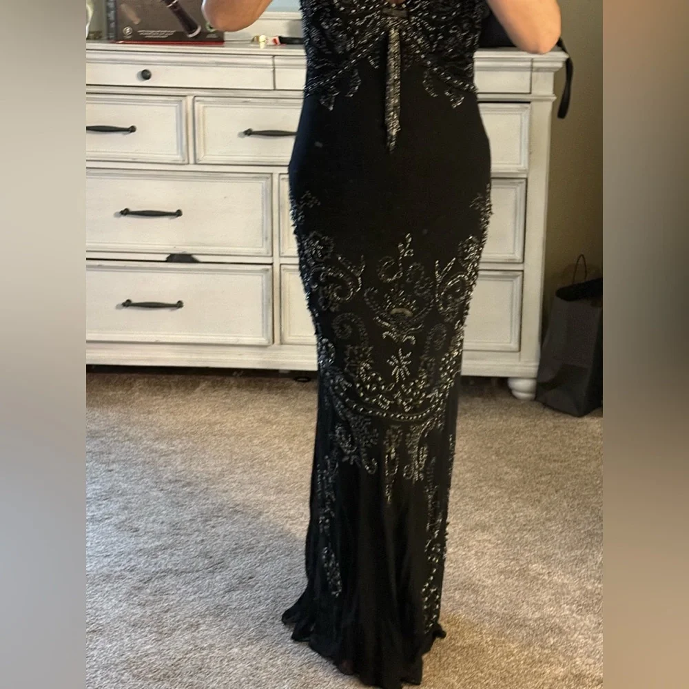 Vintage Sue Wong Nocturne Silk Black Beaded Formal Gown Sz 10 - Picture 3 of 13